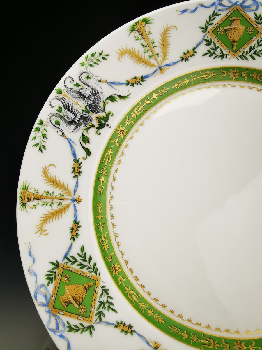 Haviland & Parlon - "Cygnes" - 8 Assiettes de Table Ø 25,5 cm - Etat parfait-photo-2