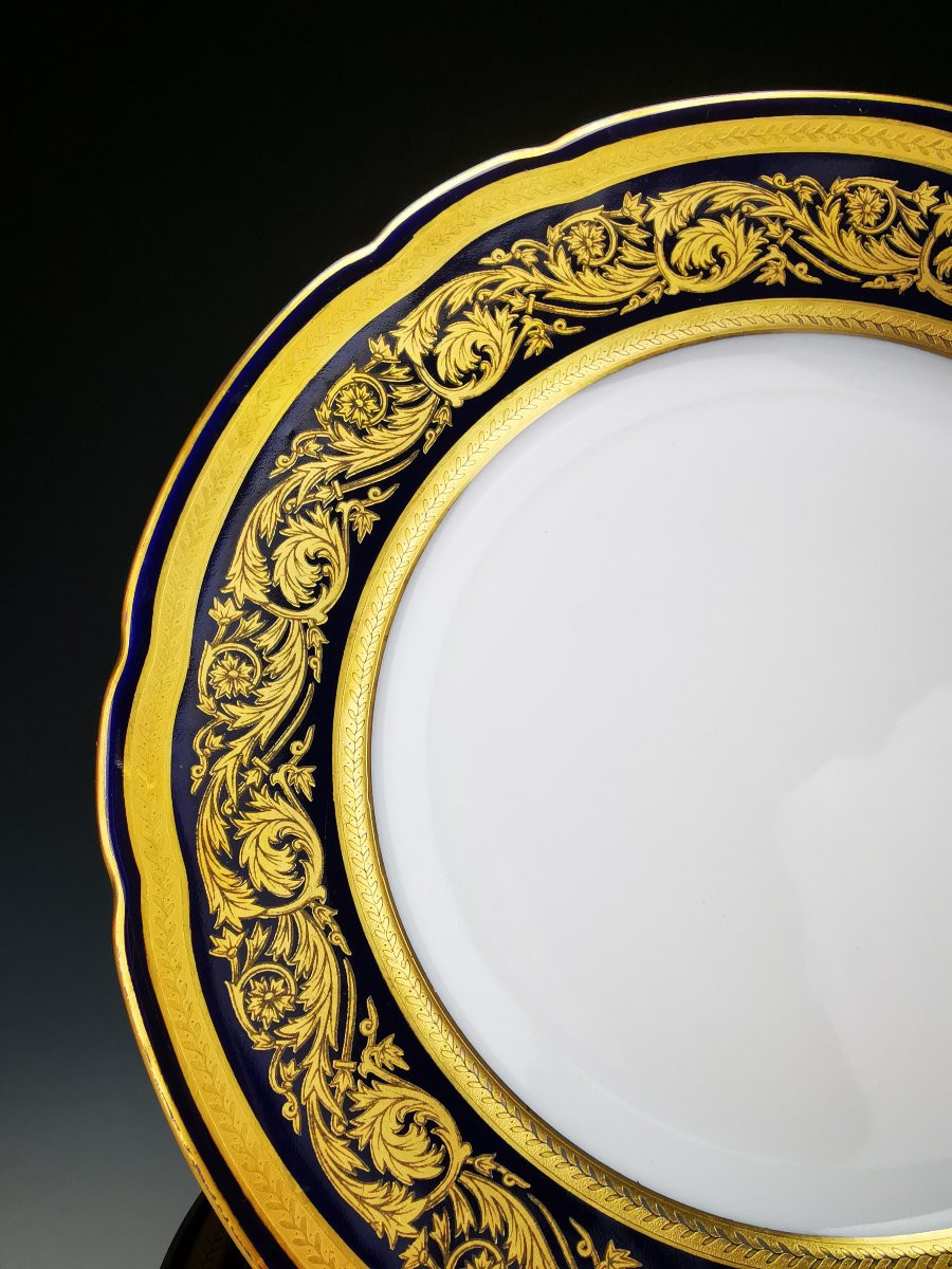Bernardaud "vendôme" Blue - 7 Dessert Plates - Limoges Gold-photo-2
