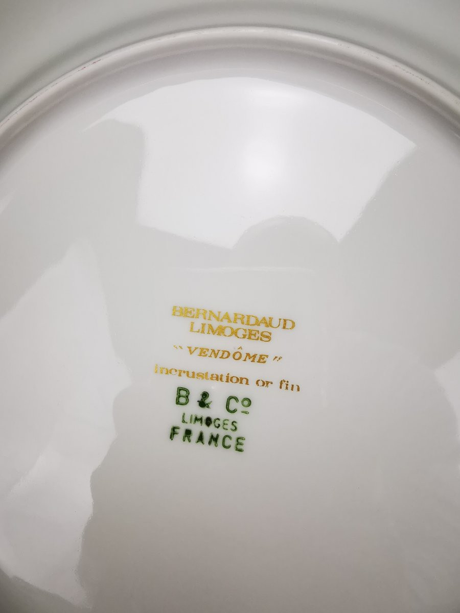 Bernardaud "vendôme" Blue - 7 Dessert Plates - Limoges Gold-photo-2