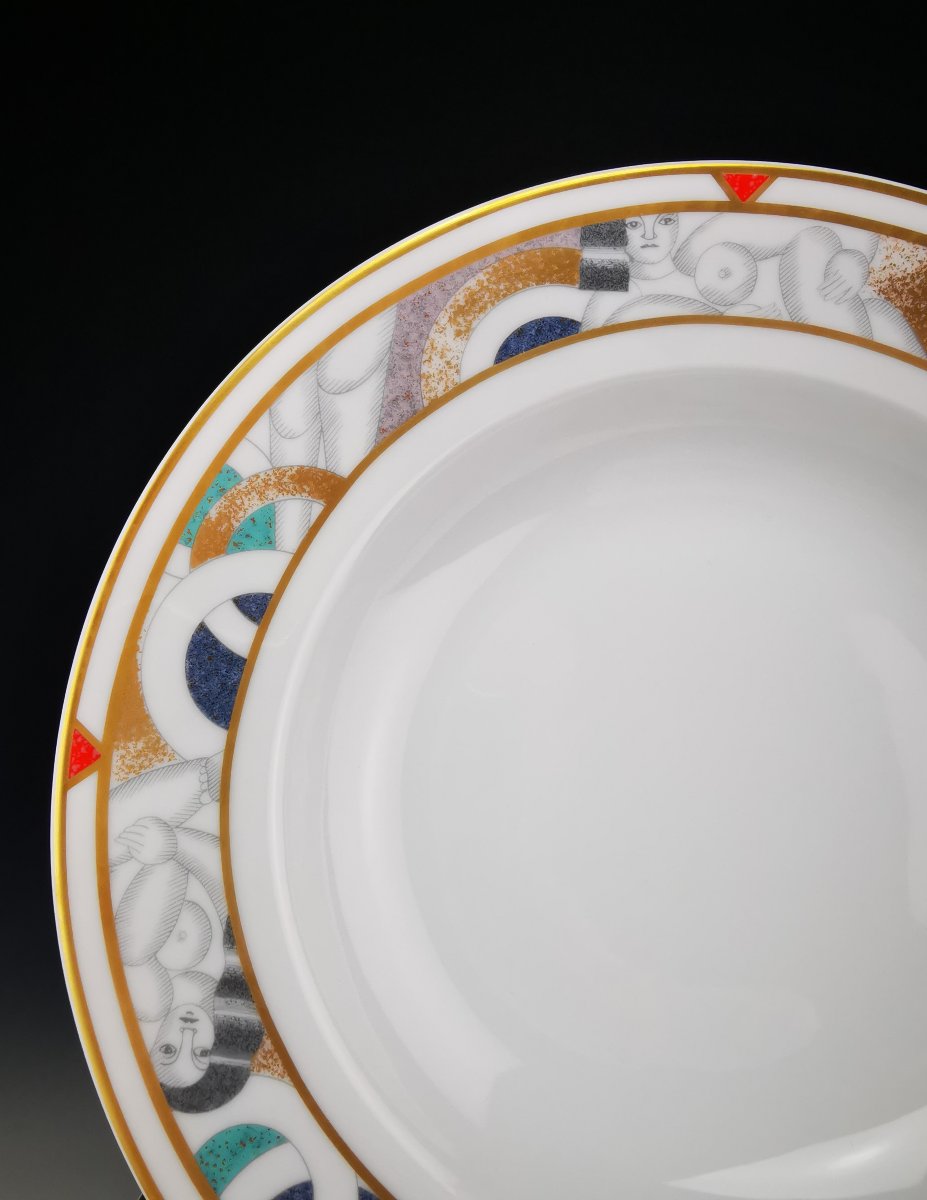 Bernardaud Limoges – Set Of 6 Flat Hollow “paris” Model - ø 22 Cm (12 Available)-photo-2