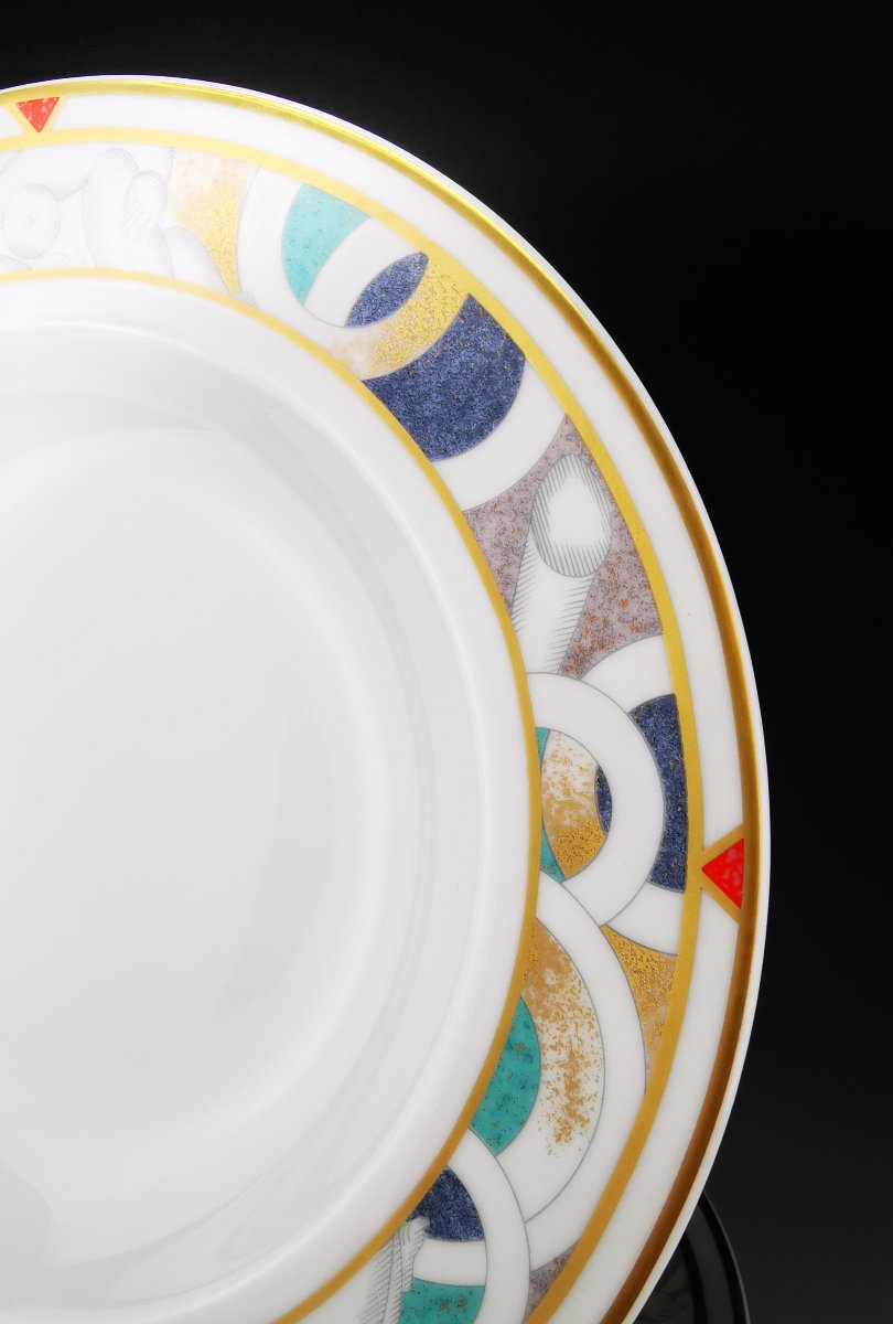 Bernardaud Limoges – Set Of 6 Flat Hollow “paris” Model - ø 22 Cm (12 Available)-photo-3