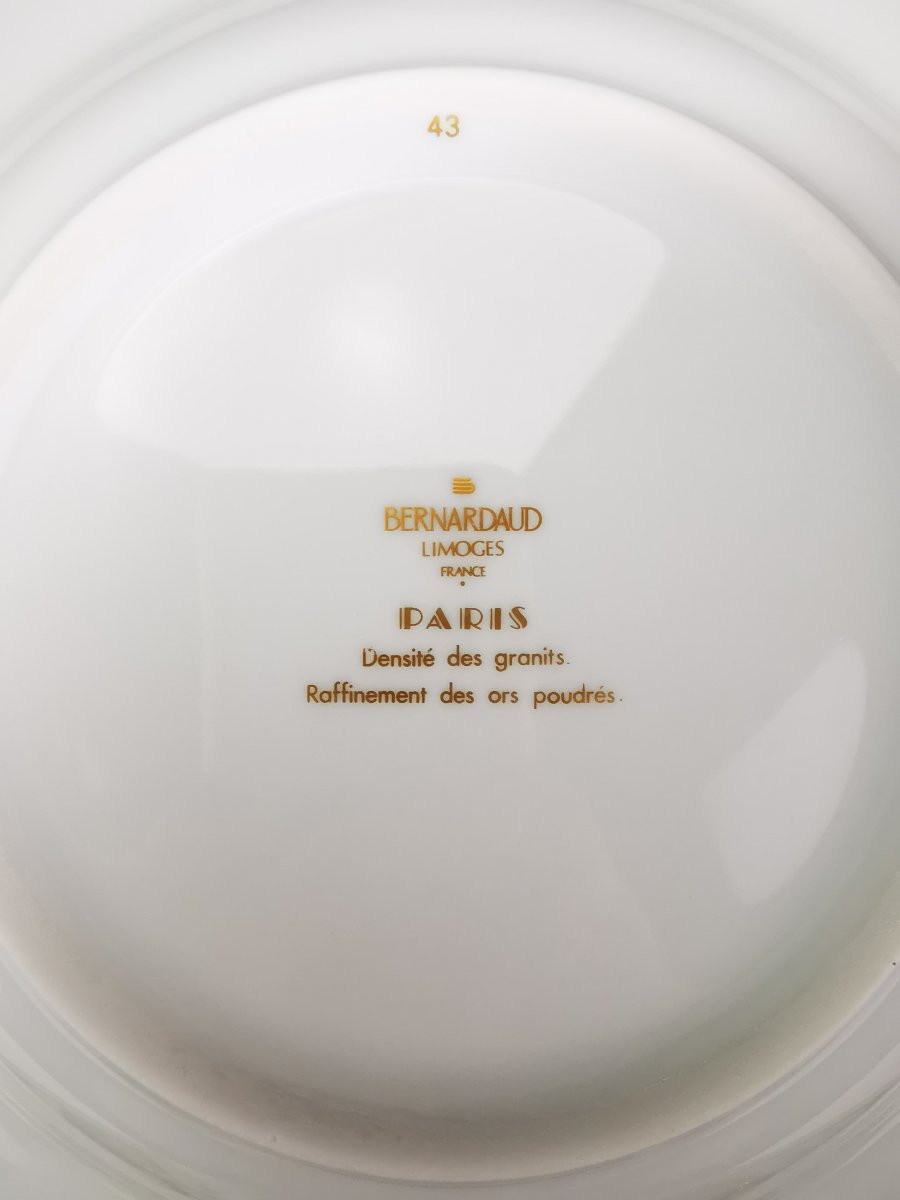 Bernardaud Limoges – Set Of 6 Flat Hollow “paris” Model - ø 22 Cm (12 Available)-photo-1