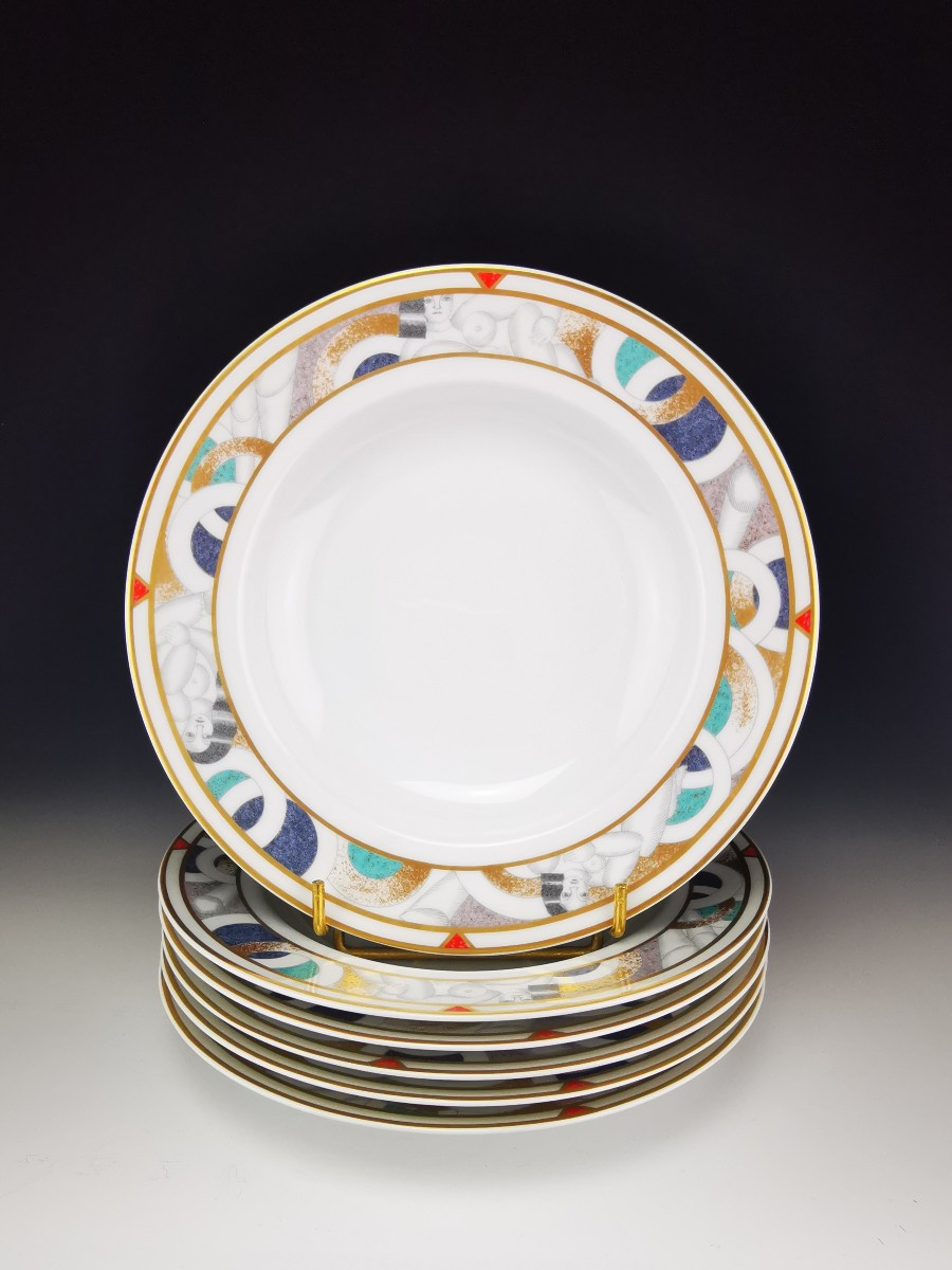 Bernardaud Limoges – Set Of 6 Flat Hollow “paris” Model - ø 22 Cm (12 Available)