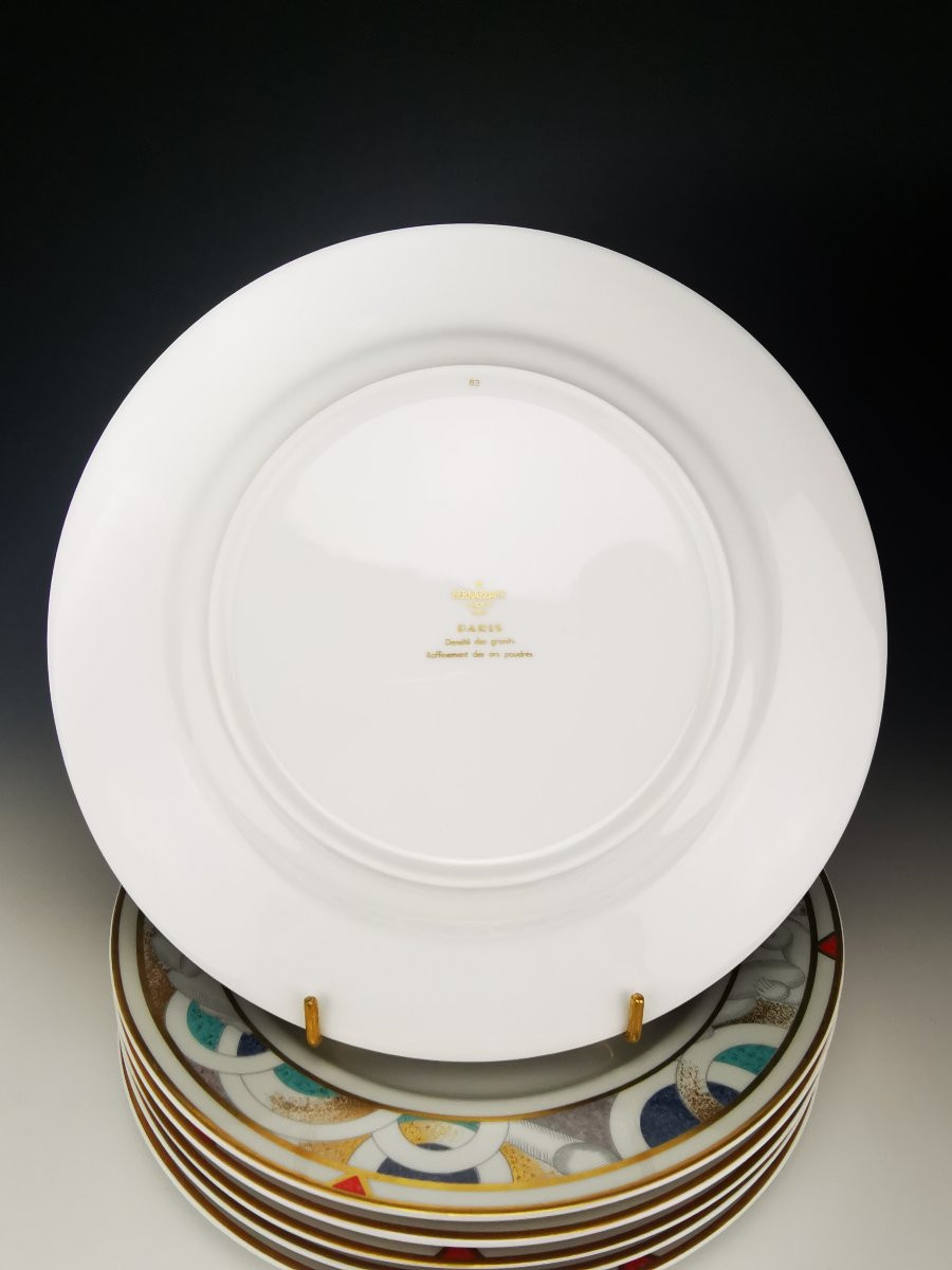 Bernardaud Limoges – Set Of 6 Dinner Plates, “paris” Model - ø 26.5 Cm (24 Available)-photo-4