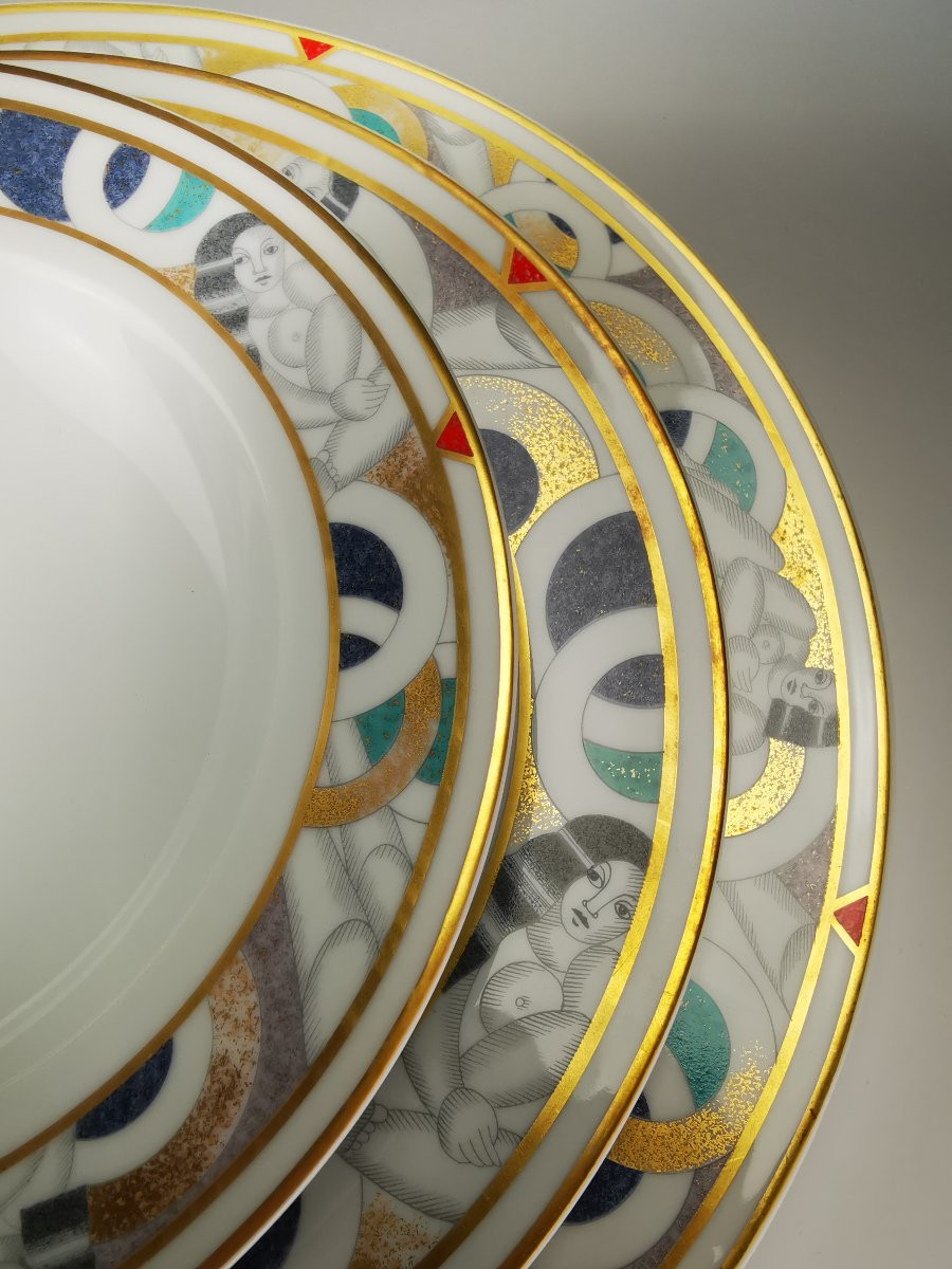Bernardaud Limoges – Set Of 6 Dinner Plates, “paris” Model - ø 26.5 Cm (24 Available)-photo-2
