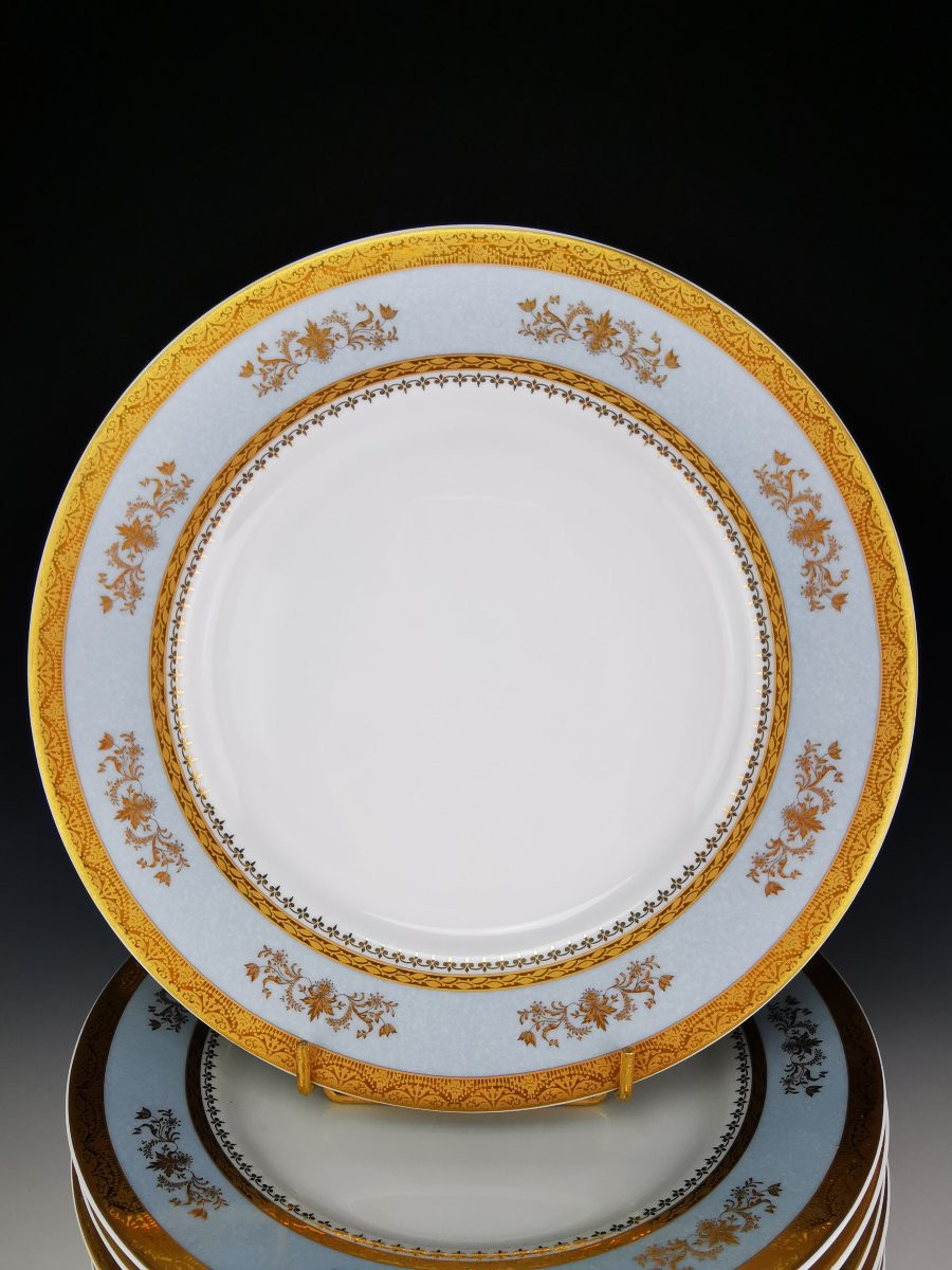 Philippe DESHOULIERES - "ORSAY gris ciel" -12 Assiettes de Table Ø 26,5 cm-photo-2
