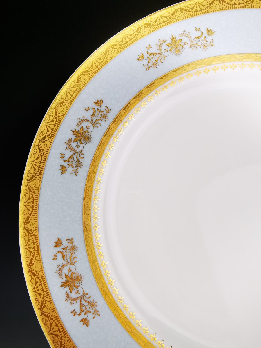 Philippe DESHOULIERES - "ORSAY gris ciel" -12 Assiettes de Table Ø 26,5 cm-photo-3