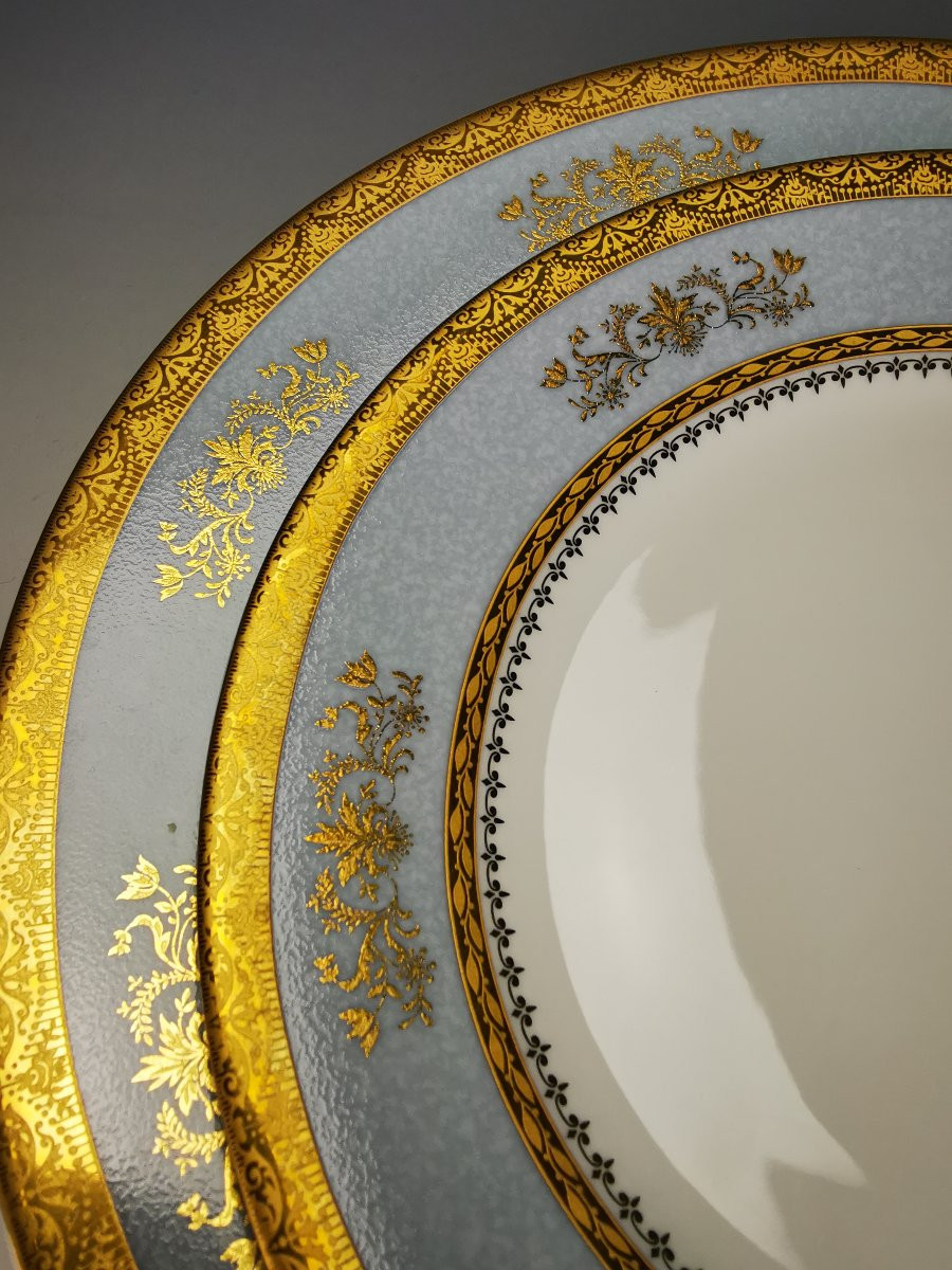 Philippe DESHOULIERES - "ORSAY gris ciel" -12 Assiettes de Table Ø 26,5 cm-photo-4