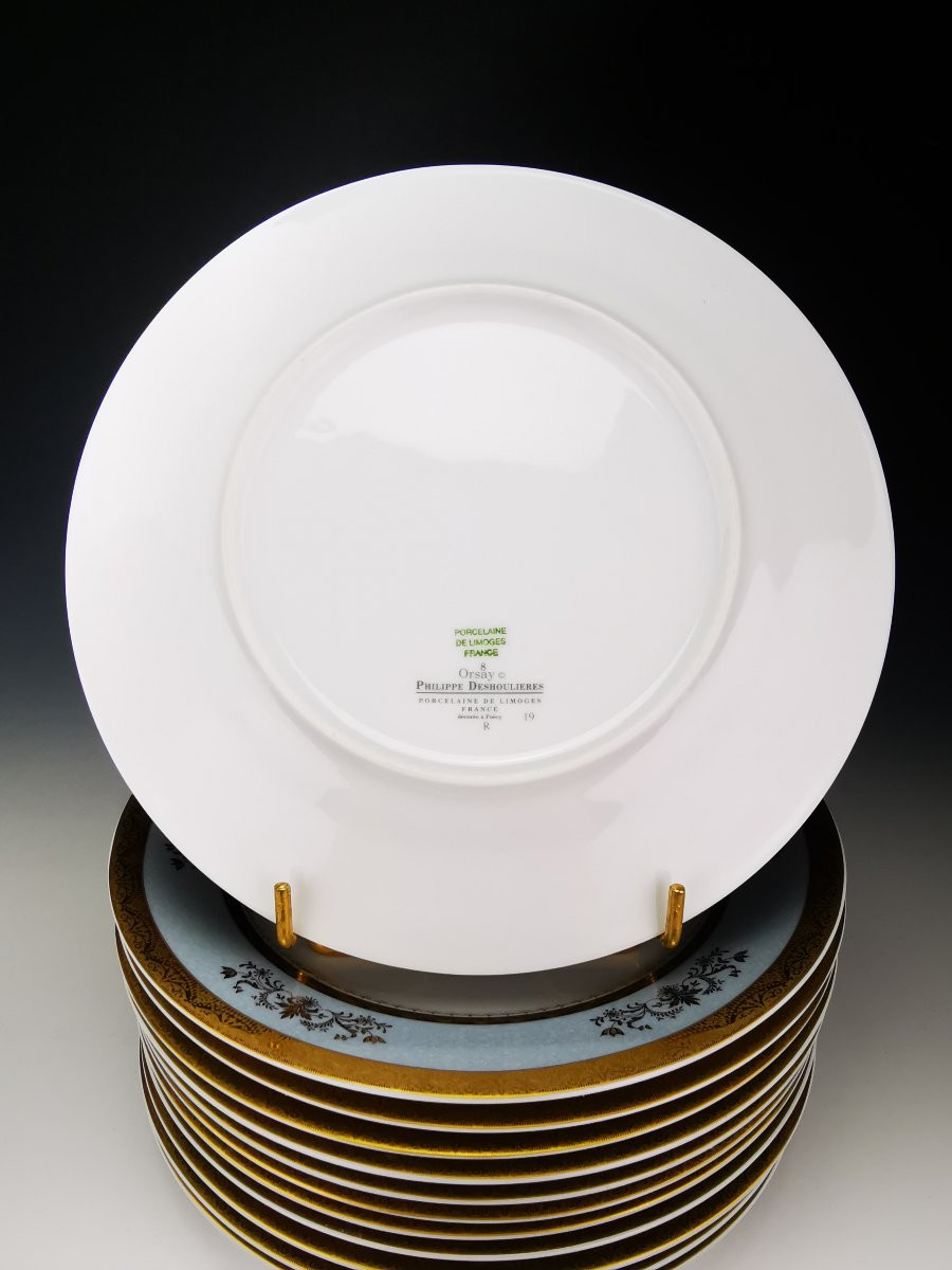Philippe Deshoulieres - "orsay Sky Grey" - 12 Dessert Plates ø 22 Cm-photo-4