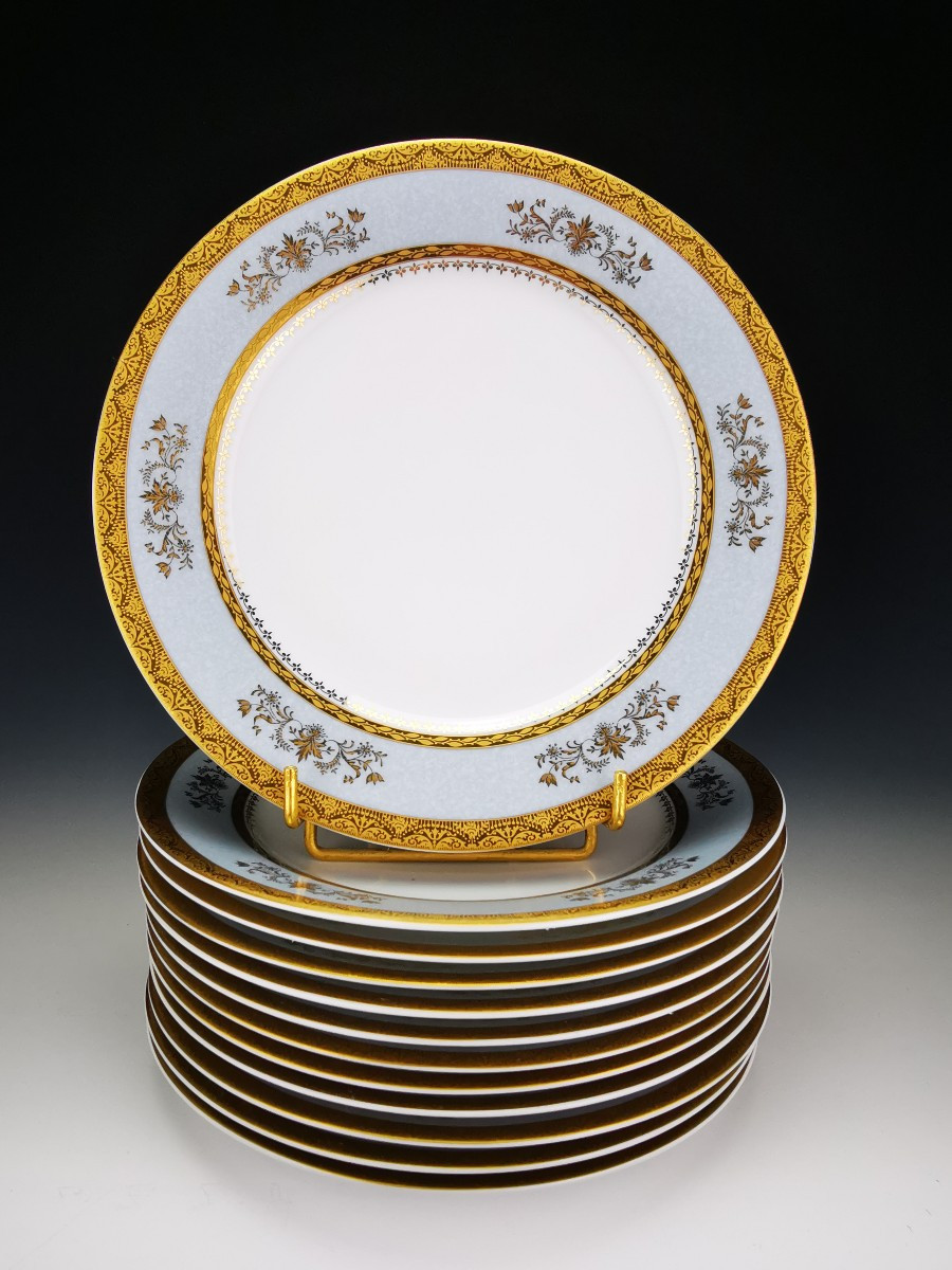 Philippe Deshoulieres - "orsay Sky Grey" - 12 Dessert Plates ø 22 Cm