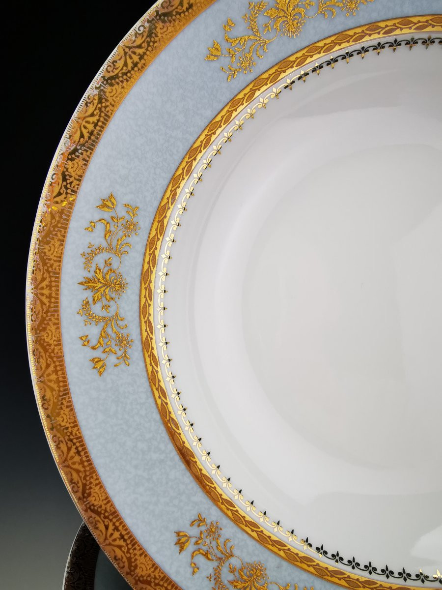 Philippe Deshoulieres - "orsay Sky Grey" - 12 Rimmed Soup Plates ø 22 Cm-photo-2