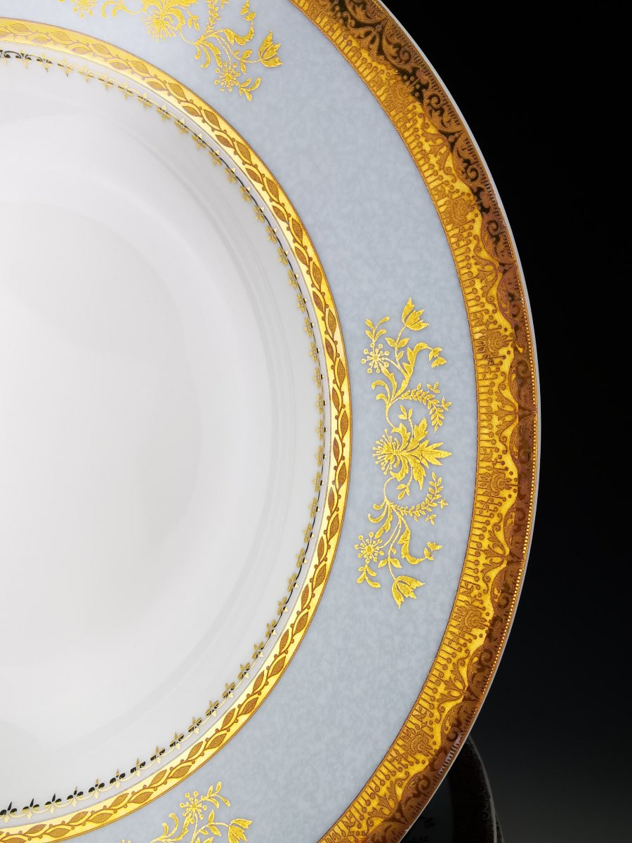 Philippe Deshoulieres - "orsay Sky Grey" - 12 Rimmed Soup Plates ø 22 Cm-photo-3