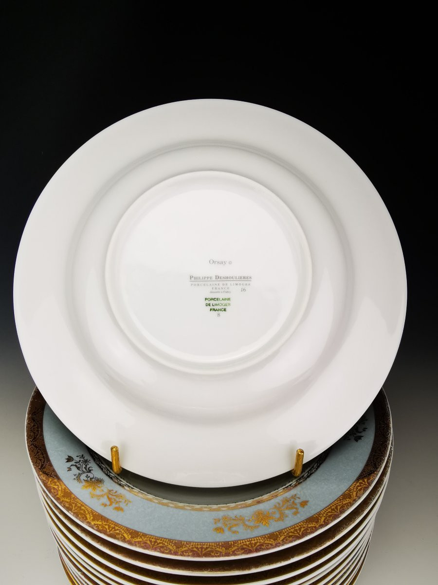 Philippe Deshoulieres - "orsay Sky Grey" - 12 Rimmed Soup Plates ø 22 Cm-photo-4