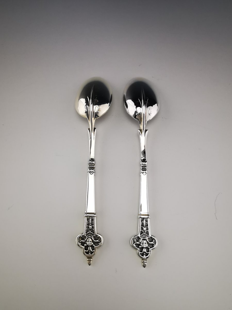 Christofle & Cardeilhac "Renaissance" - Paire De Cuillères À Café - argent 925-photo-2
