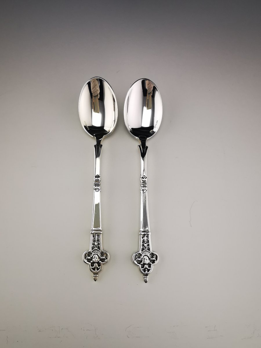 Christofle & Cardeilhac "Renaissance" - Paire De Cuillères À Café - argent 925