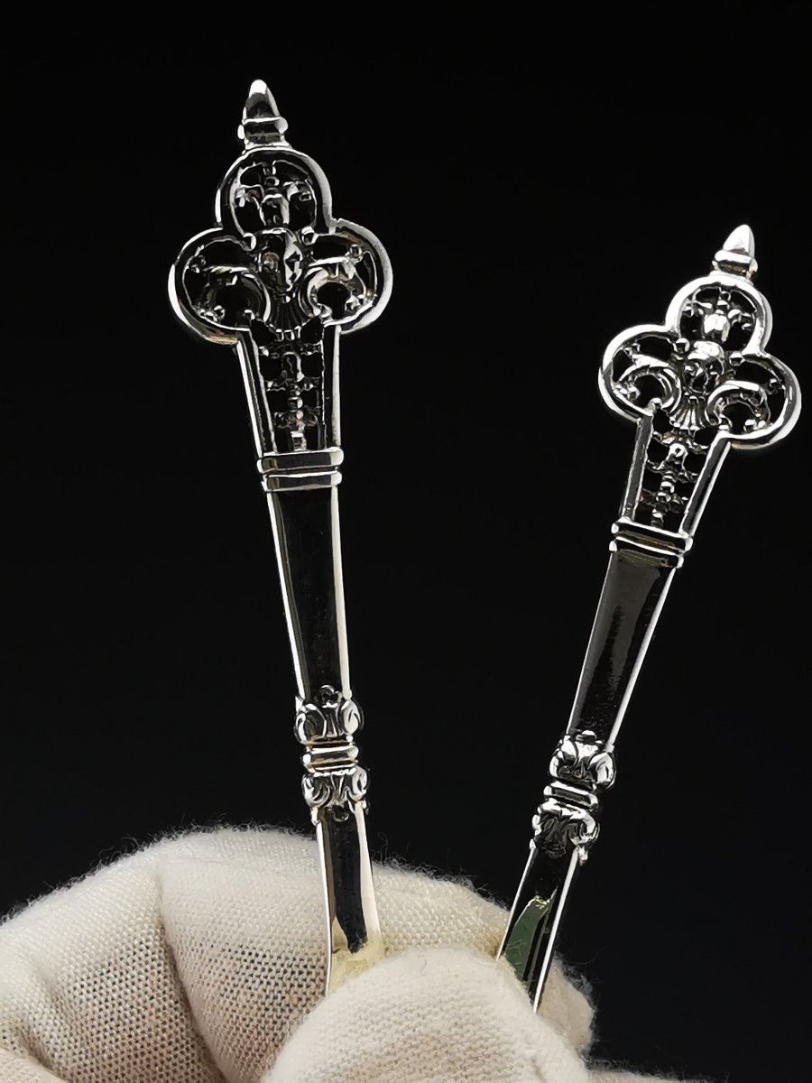 Christofle & Cardeilhac "Renaissance" - Paire De Cuillères À Thé- argent 925-photo-4
