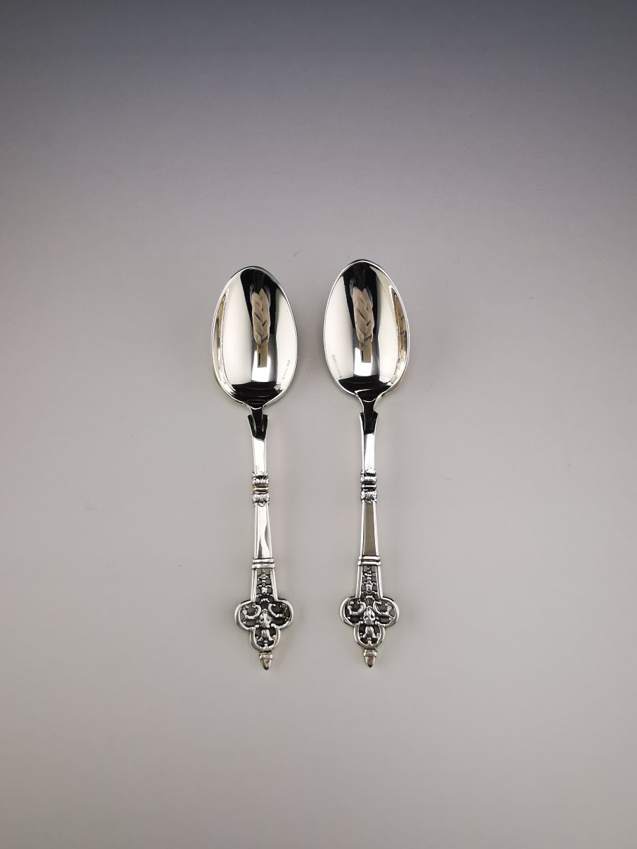 Christofle & Cardeilhac "Renaissance" - Paire De Cuillères À Thé- argent 925