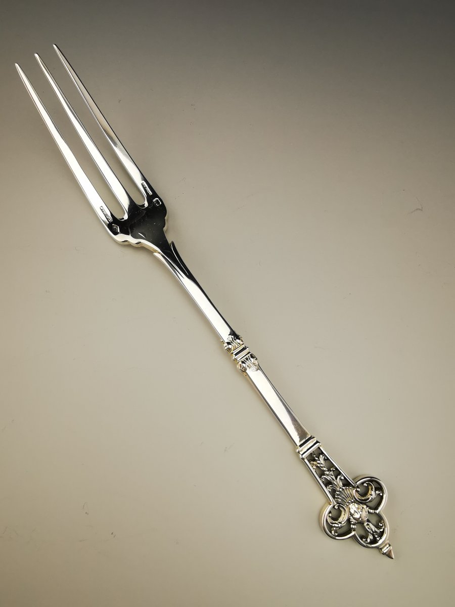 Christofle & Cardeilhac "Renaissance" - Fourchette à dessert- argent 925