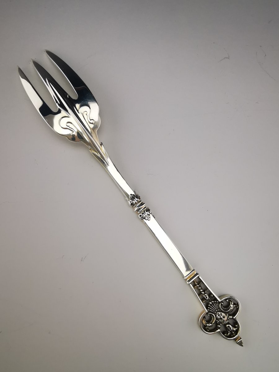 Christofle & Cardeilhac "renaissance" - Cake Fork - 925 Silver-photo-2
