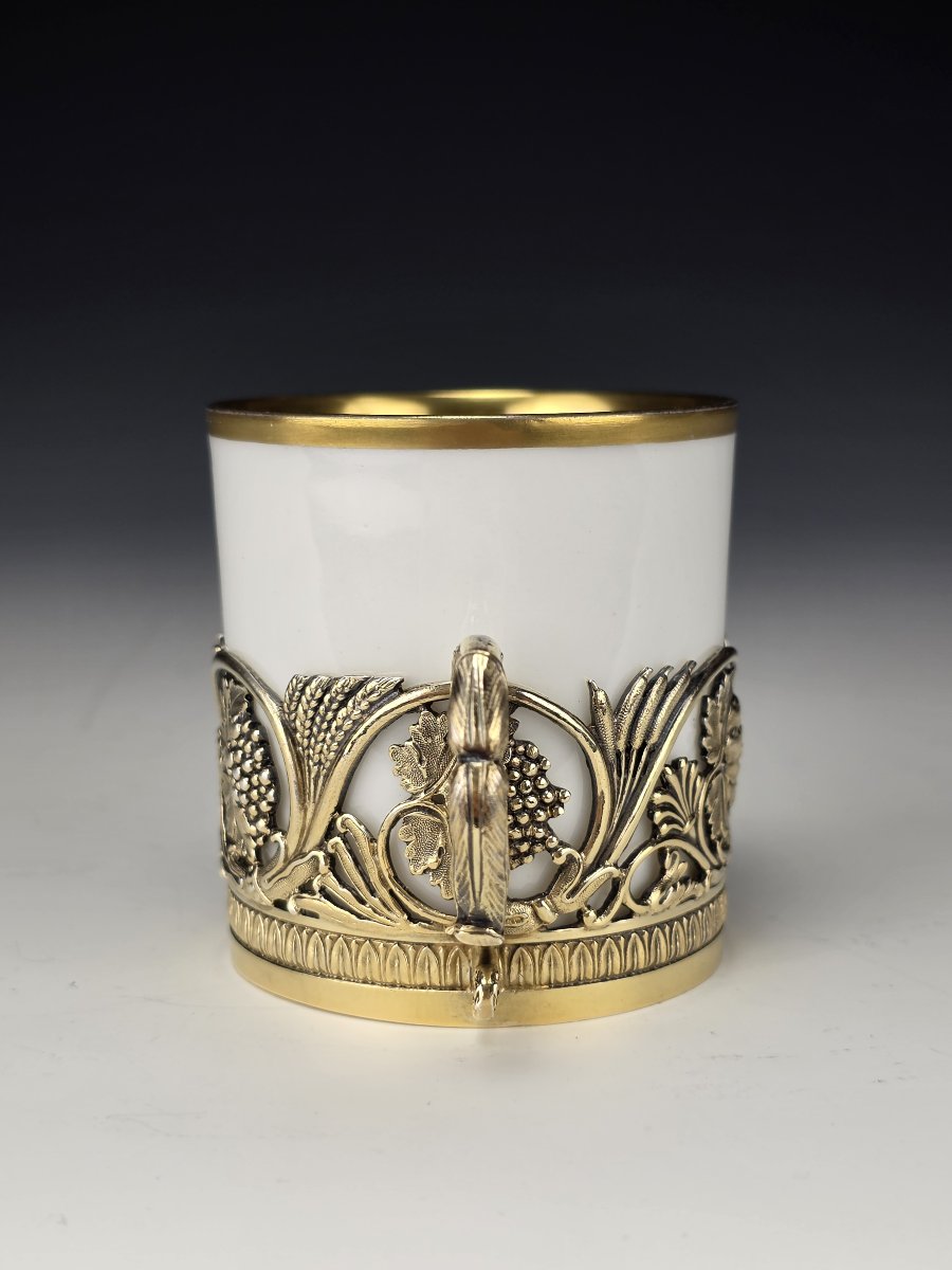 Odiot – Porcelain Cup With Vermeil Mount, Minerve Silver, 1st Title – 19th Century-photo-2