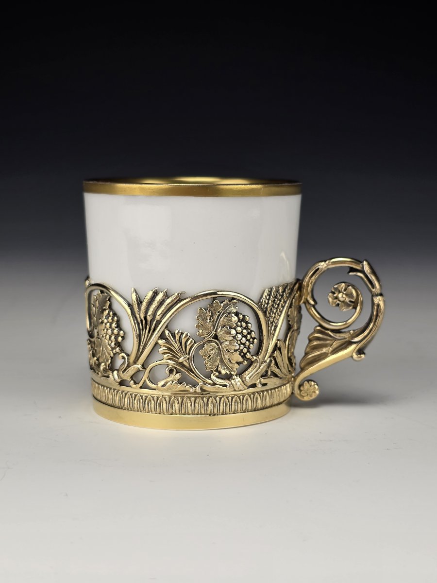 Odiot – Porcelain Cup With Vermeil Mount, Minerve Silver, 1st Title – 19th Century-photo-3