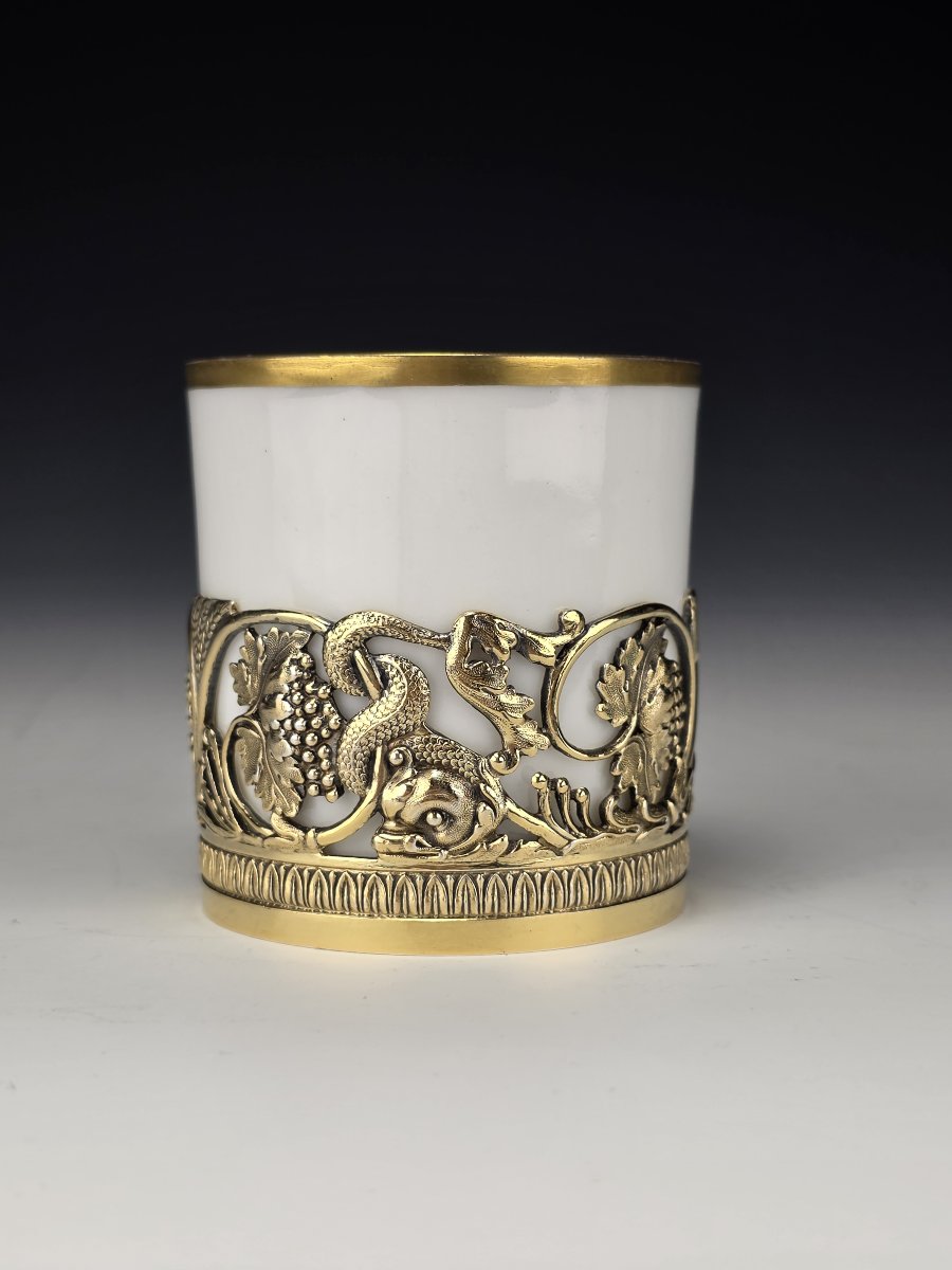 Odiot – Porcelain Cup With Vermeil Mount, Minerve Silver, 1st Title – 19th Century-photo-4