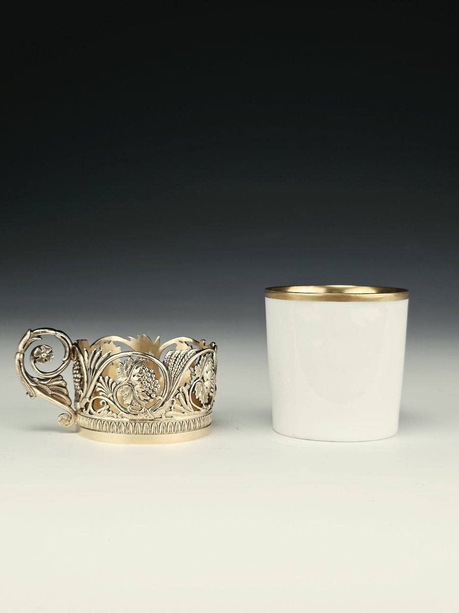 Odiot – Porcelain Cup With Vermeil Mount, Minerve Silver, 1st Title – 19th Century-photo-6