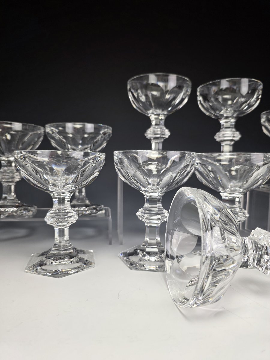Baccarat - Harcourt 1841 - 12 Coupes à Champagne - Cristal - Etat Neuf-photo-2