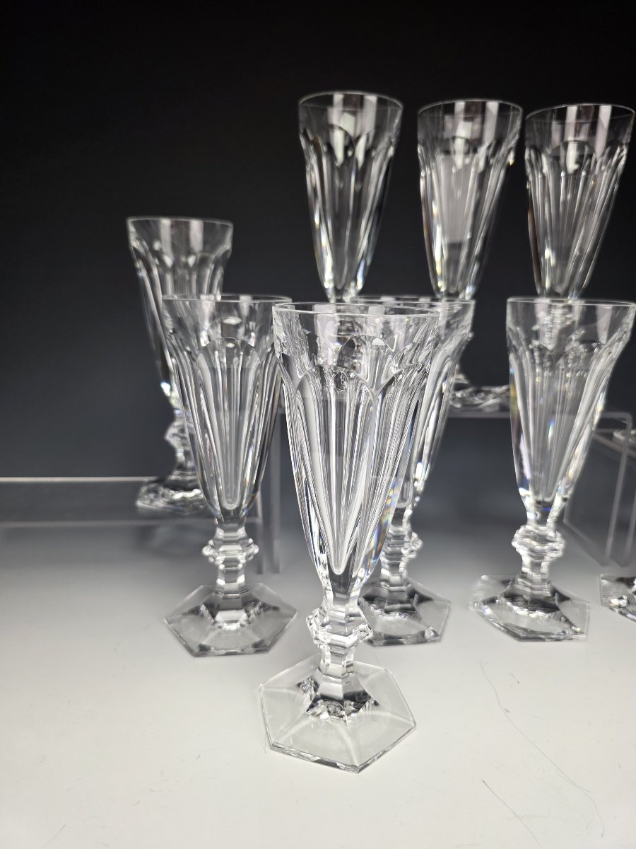 Baccarat - Harcourt 1841 - 12 Flûtes à Champagne - Cristal - Etat Neuf-photo-2