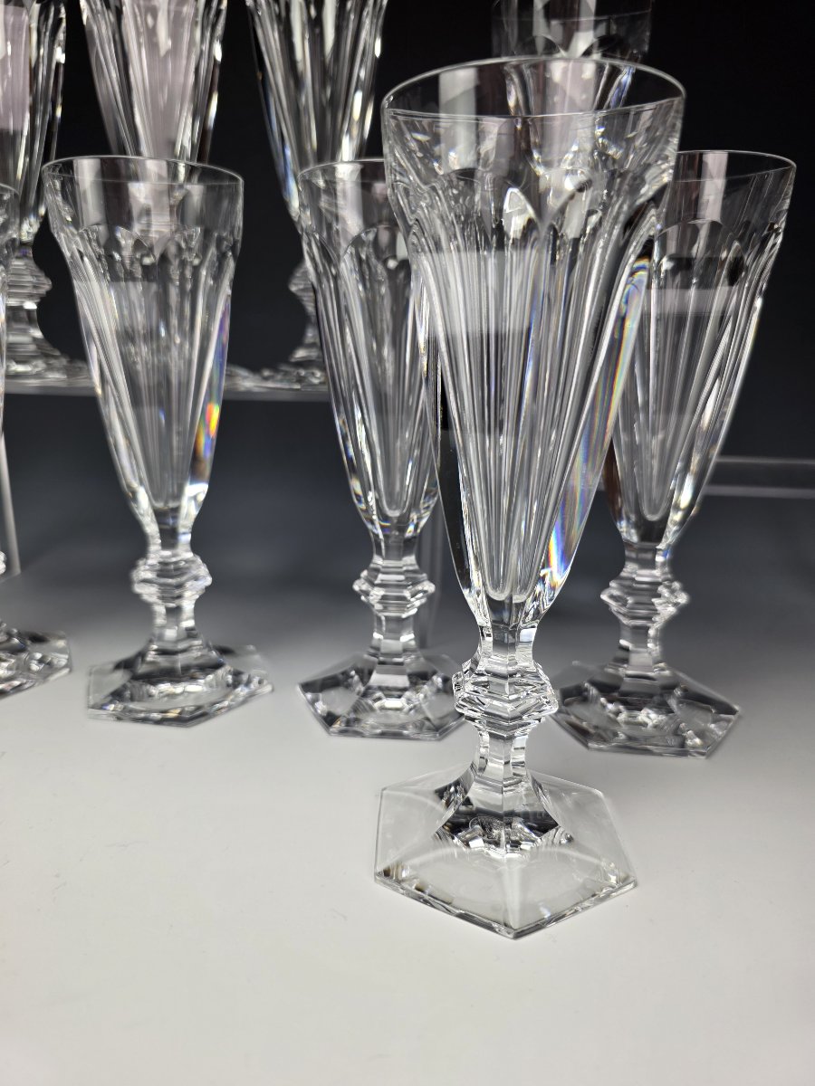 Baccarat - Harcourt 1841 - 12 Flûtes à Champagne - Cristal - Etat Neuf-photo-4
