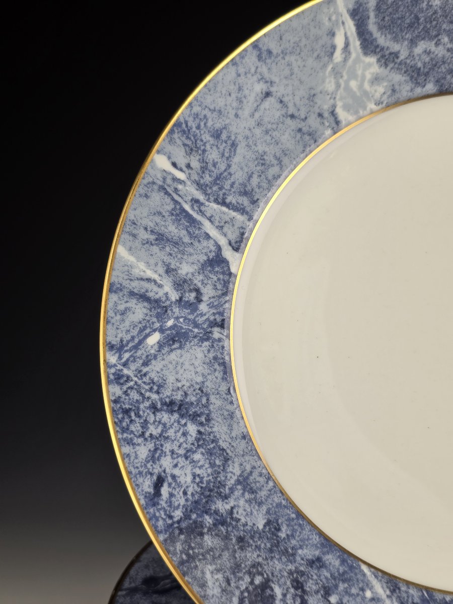Haviland - Limoges - "Marbre Bleu" - 12 Assiettes de table ∅ 24,5 cm-photo-2