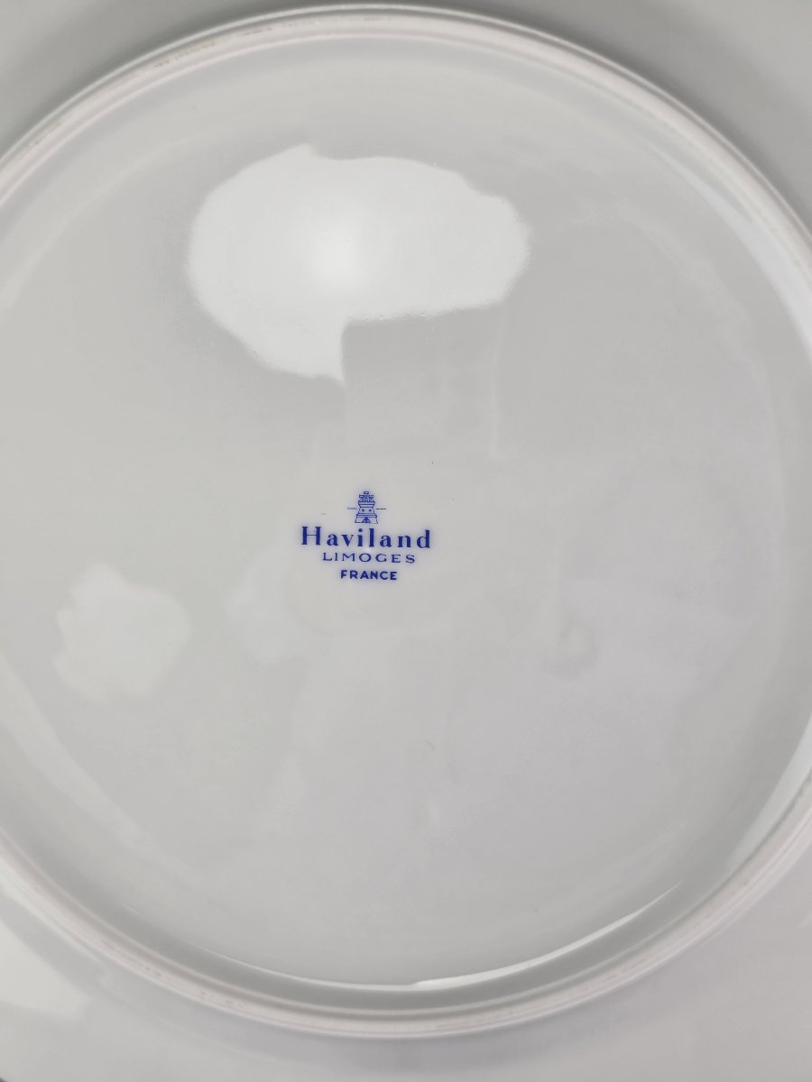 Haviland - Limoges - "Marbre Bleu" - 12 Assiettes de table ∅ 24,5 cm-photo-1
