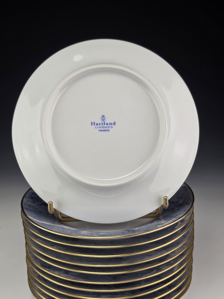 Haviland - Limoges - "marbre Bleu" - 12 Bread Plates ∅ 16 Cm-photo-4