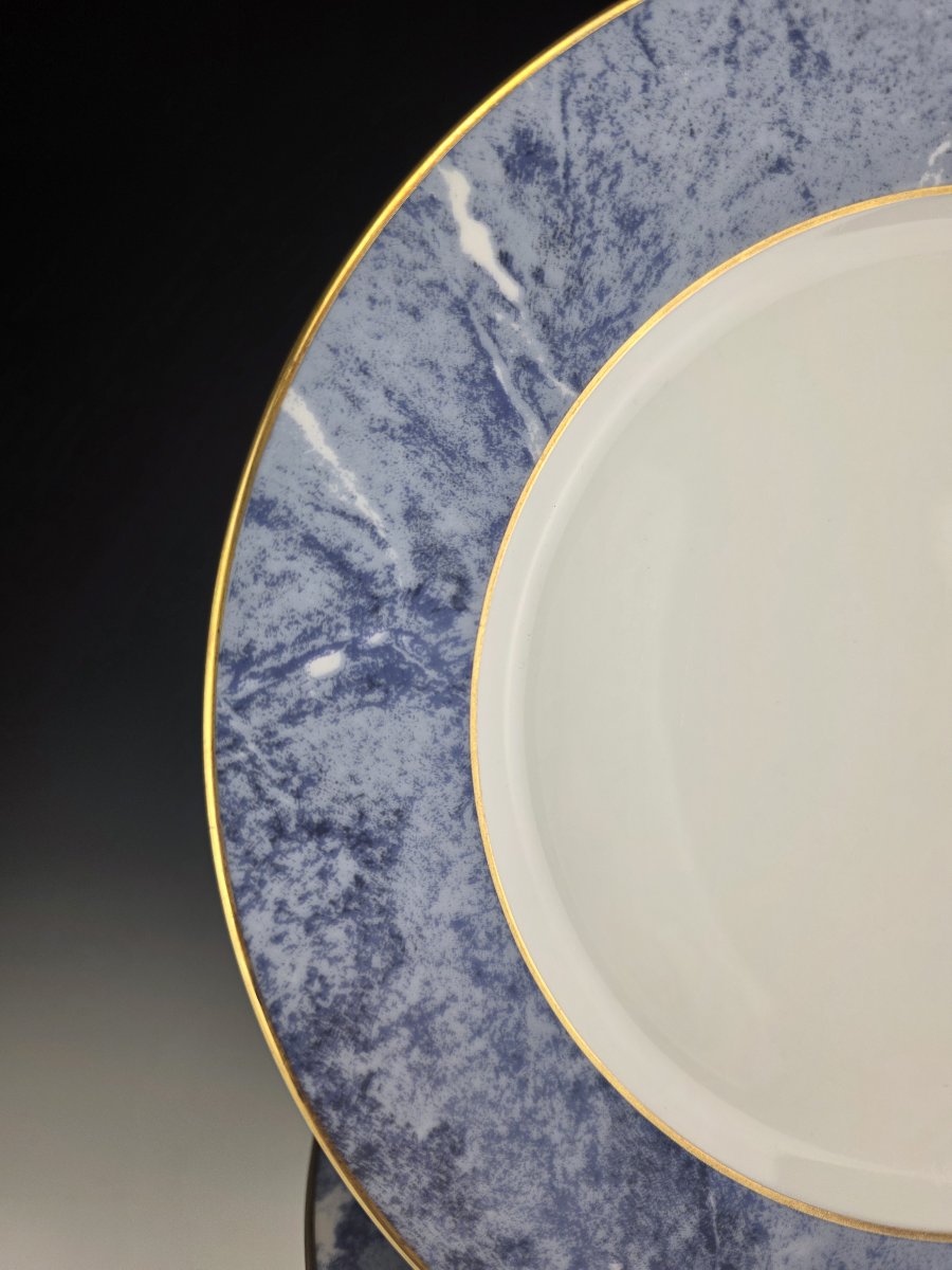 Haviland - Limoges - "marbre Bleu" - 12 Dessert Plates ∅ 21.5 Cm-photo-4