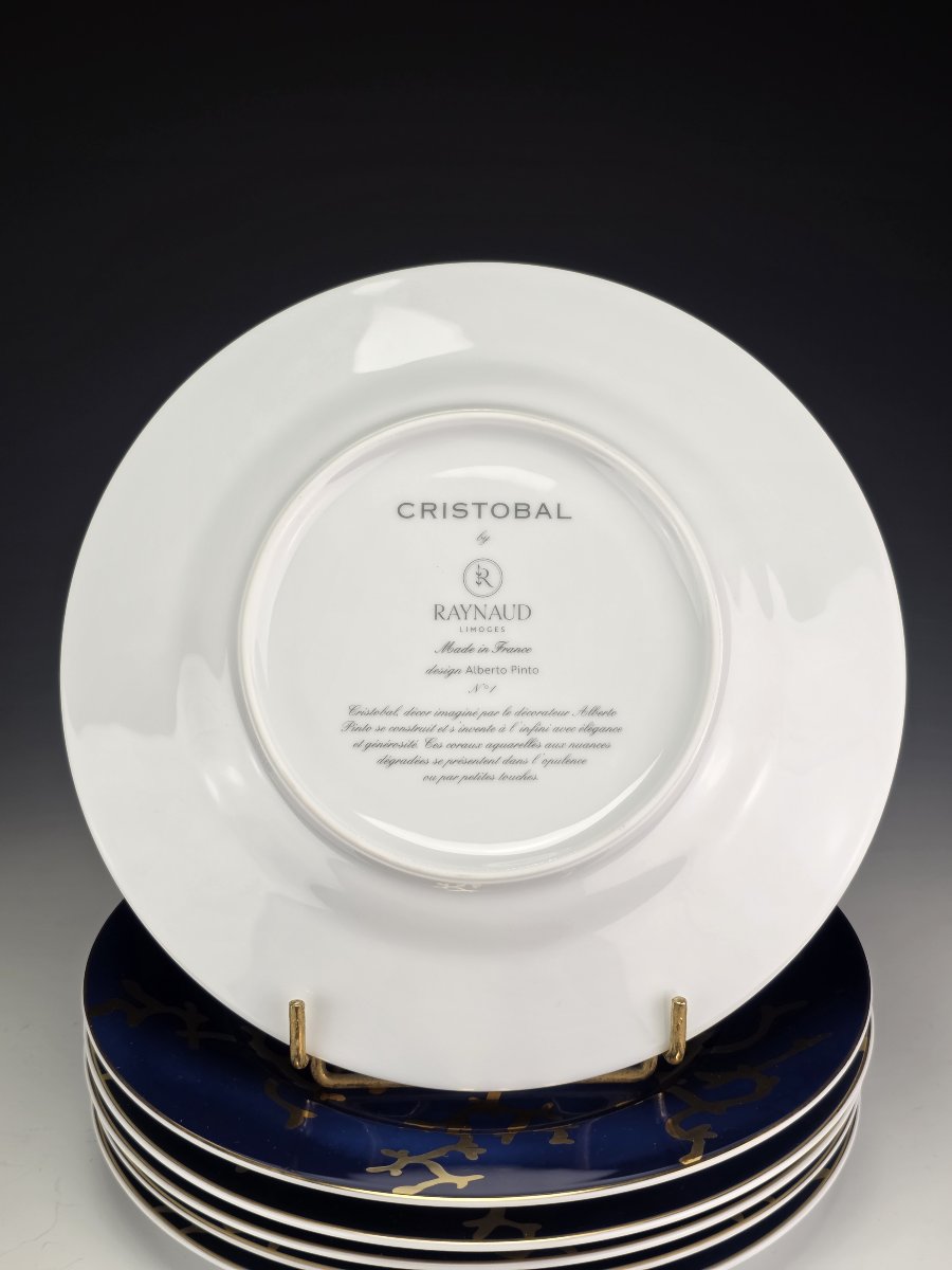 RAYNAUD "Cristobal" Marine - 6 assiettes à dessert N°1 Alberto Pinto - 22,5 cm-photo-2