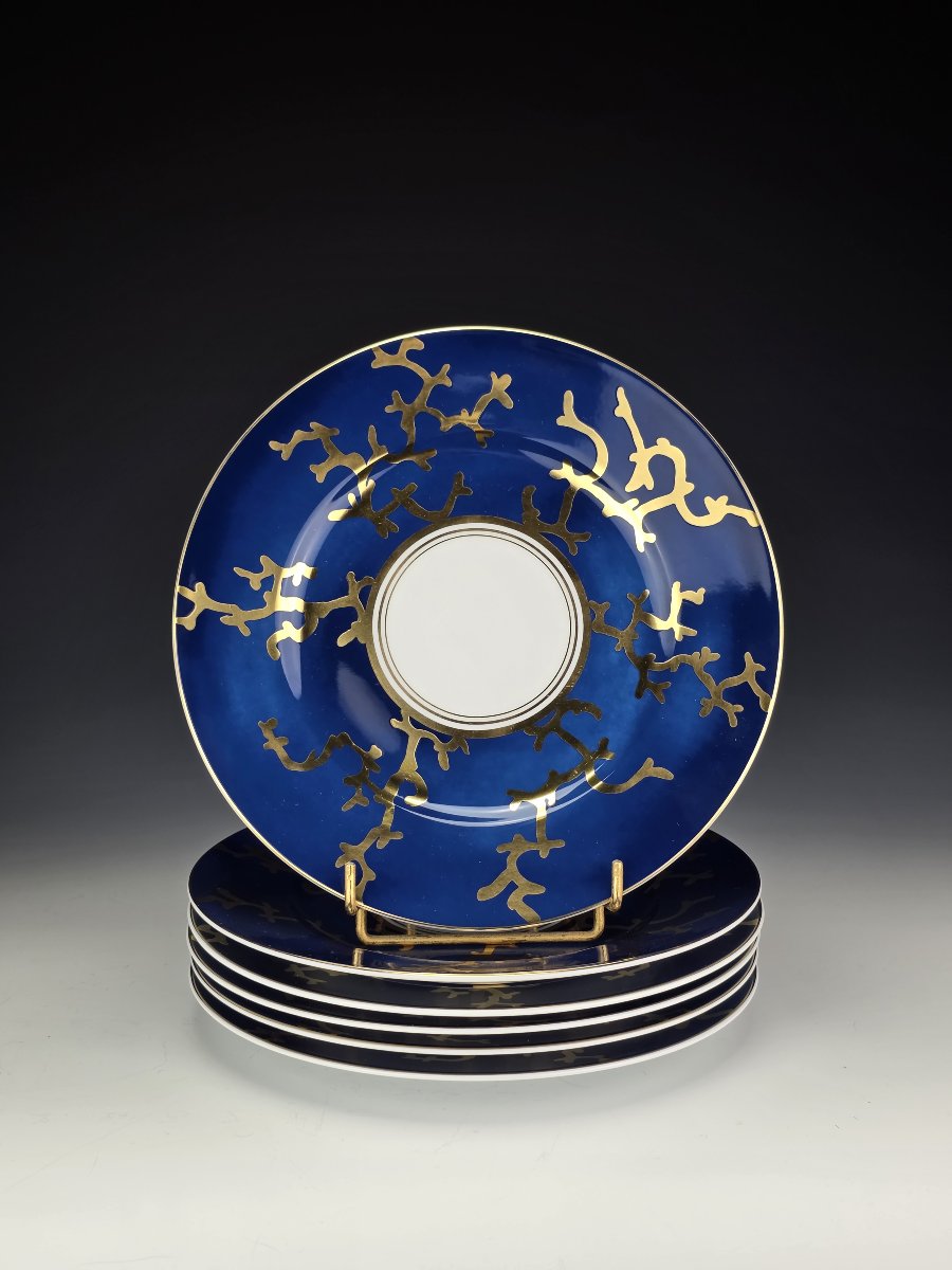 RAYNAUD "Cristobal" Marine - 6 assiettes à dessert N°1 Alberto Pinto - 22,5 cm