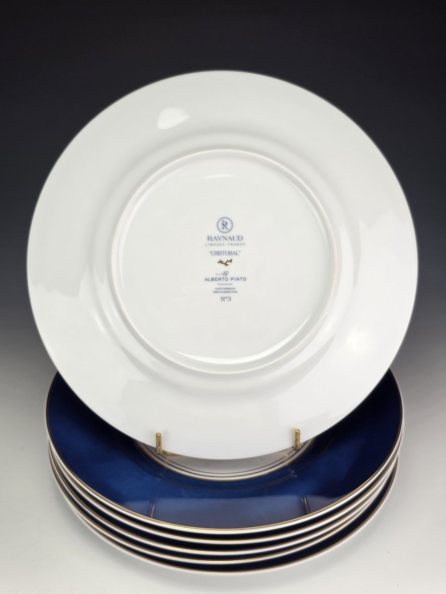 RAYNAUD "Cristobal" Marine - 6 assiettes de table N°3 - Alberto Pinto - 27 cm-photo-4