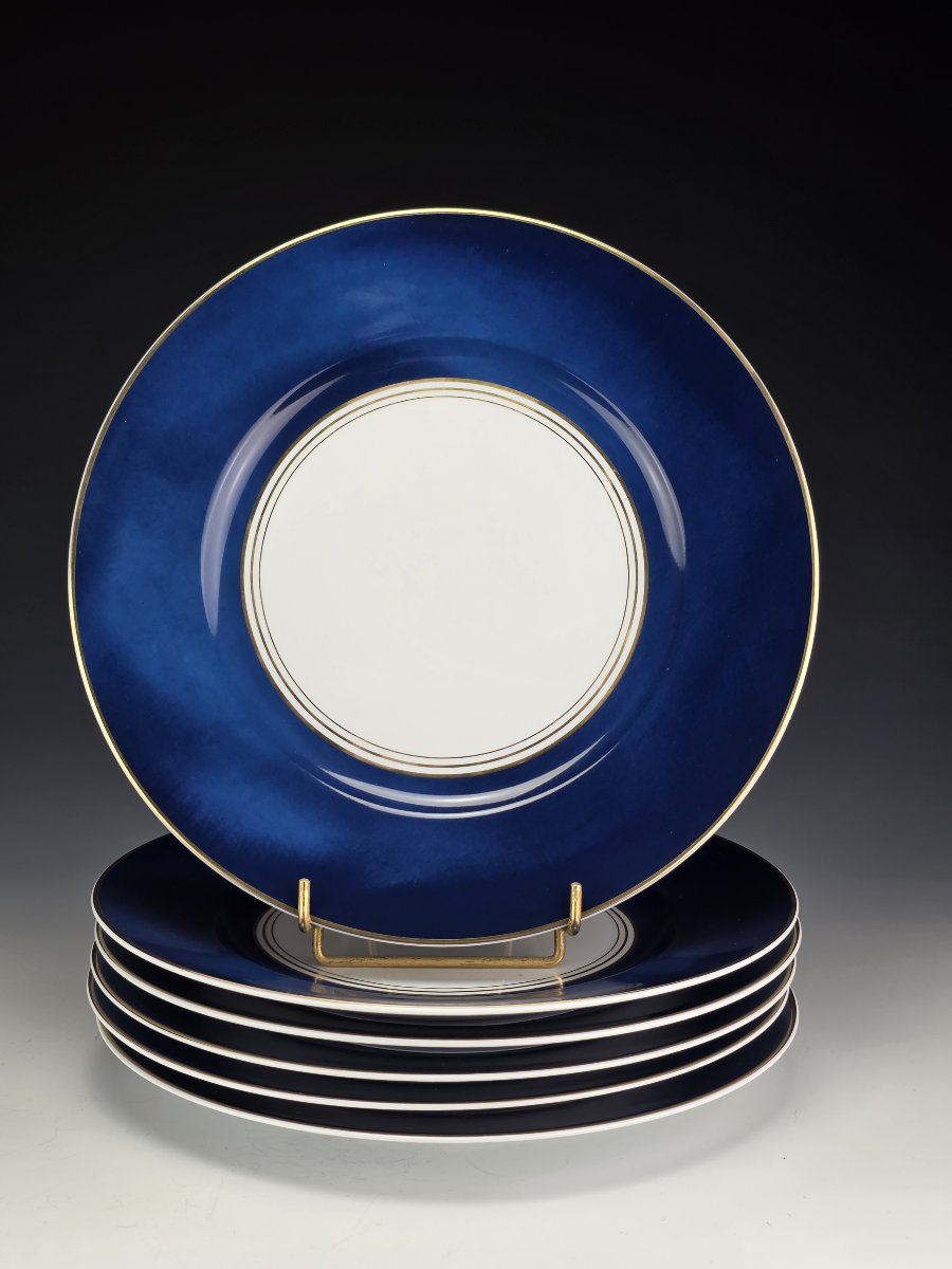 RAYNAUD "Cristobal" Marine - 6 assiettes de table N°3 - Alberto Pinto - 27 cm