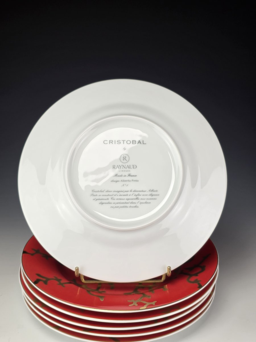 RAYNAUD "Cristobal" Rouge - 6 assiettes à dessert N°1 Alberto Pinto - 22,5 cm-photo-4