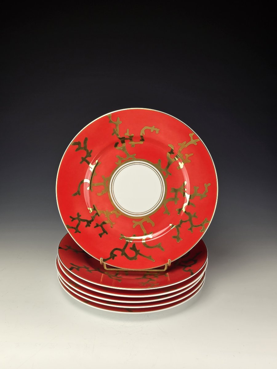 RAYNAUD "Cristobal" Rouge - 6 assiettes à dessert N°1 Alberto Pinto - 22,5 cm