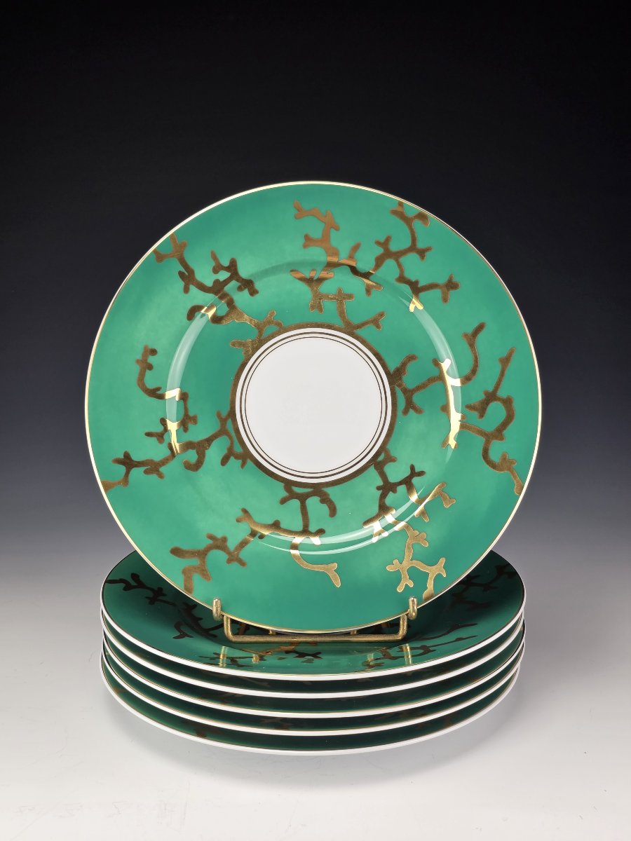 RAYNAUD "Cristobal" Emeraude - 6 assiettes à dessert N°1 Alberto Pinto -22,5 cm