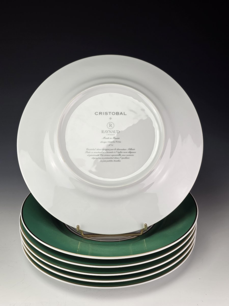 Raynaud "cristobal" Emerald - 6 Dinner Plates No. 3 - Alberto Pinto - 27 Cm-photo-4