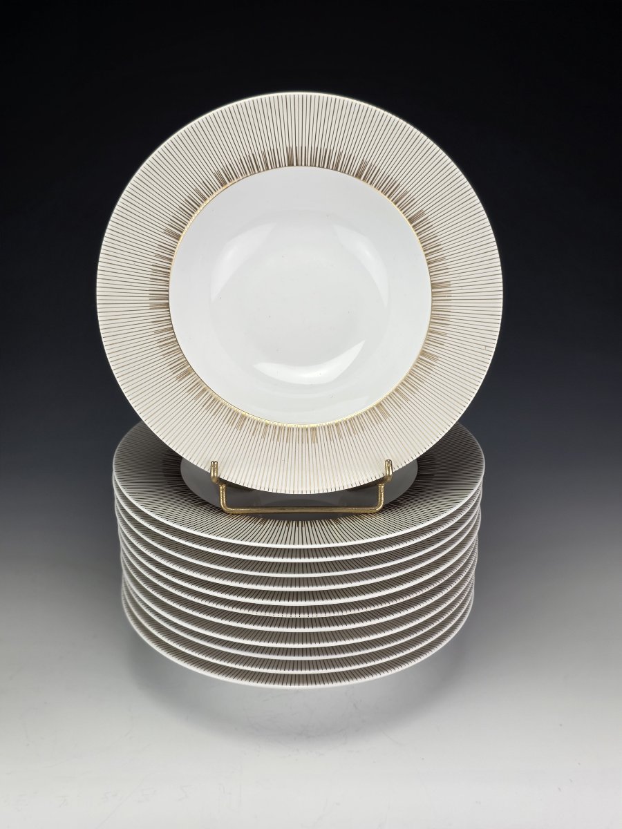 Bernardaud "sol" - 12 Deep Soup Plates With Flanges, ∅ 22.5 Cm