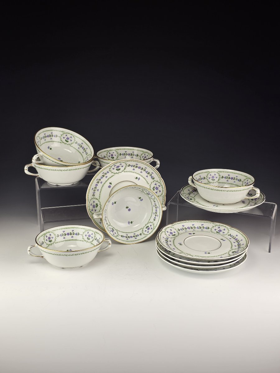 Bernardaud "Barbeaux" - 6 Bols à Bouillon et soucoupes