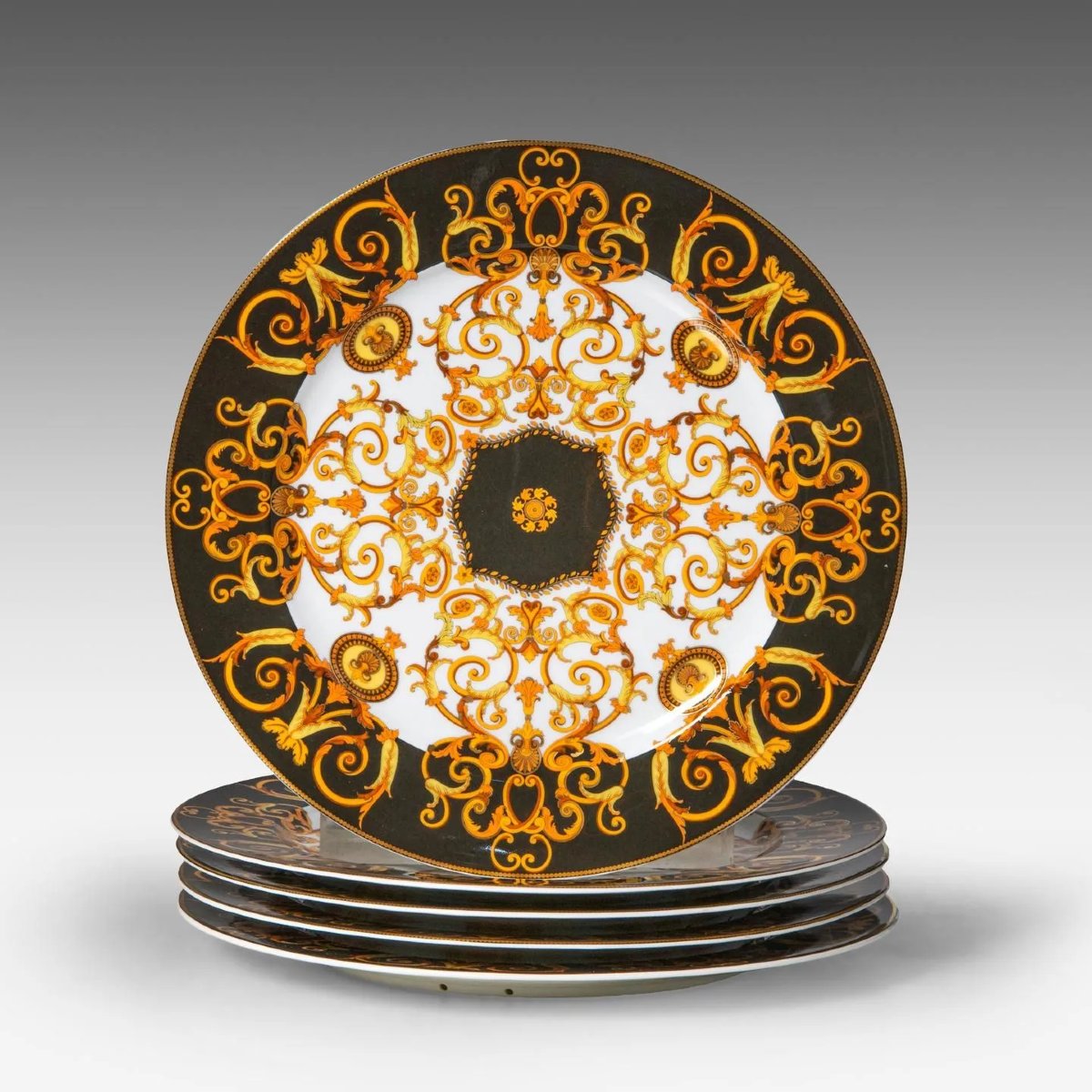 Versace X Rosenthal "barocco" Ikarus Collection 70-piece Tableware Set, Like-new Condition-photo-2