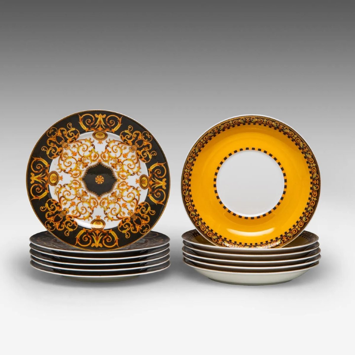 Versace X Rosenthal "barocco" Ikarus Collection 70-piece Tableware Set, Like-new Condition-photo-1
