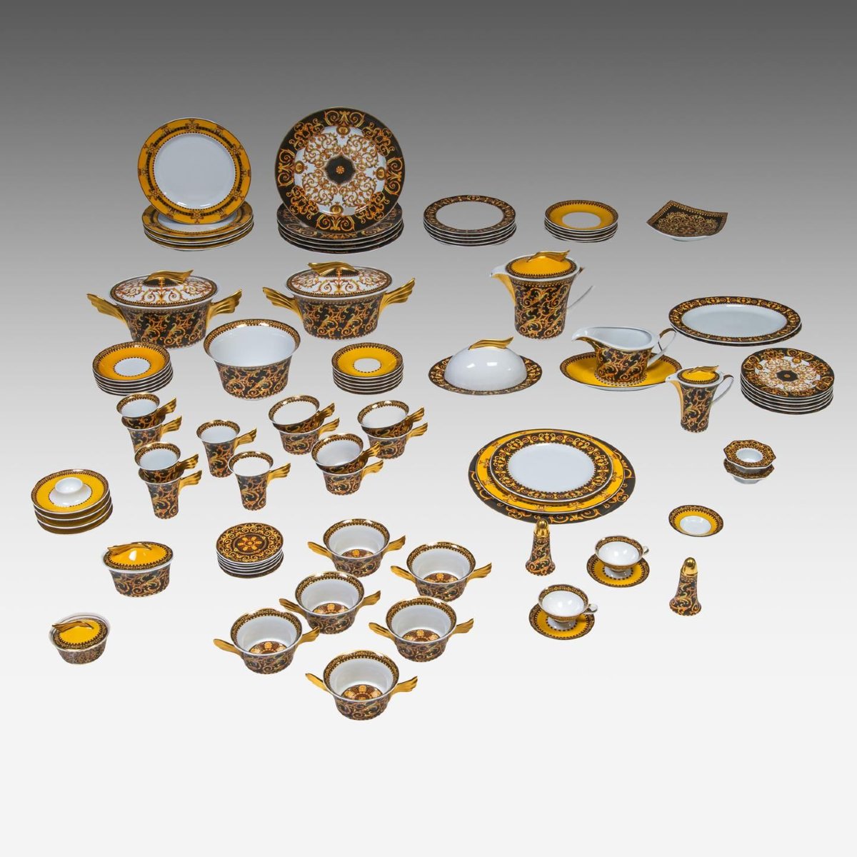Versace X Rosenthal "barocco" Ikarus Collection 70-piece Tableware Set, Like-new Condition-photo-8