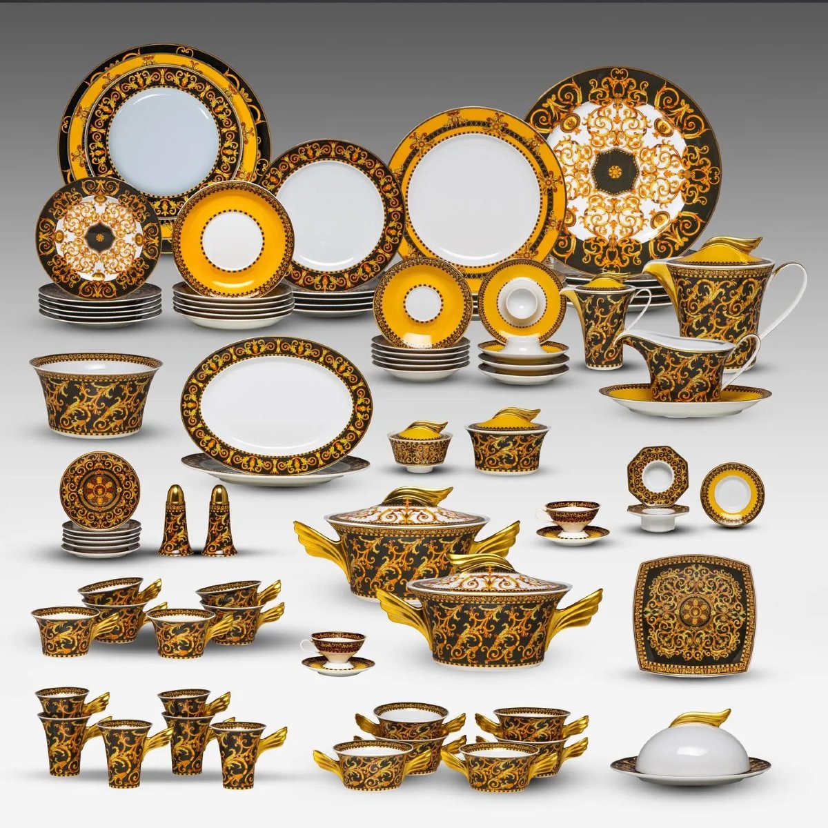 Versace X Rosenthal "barocco" Ikarus Collection 70-piece Tableware Set, Like-new Condition