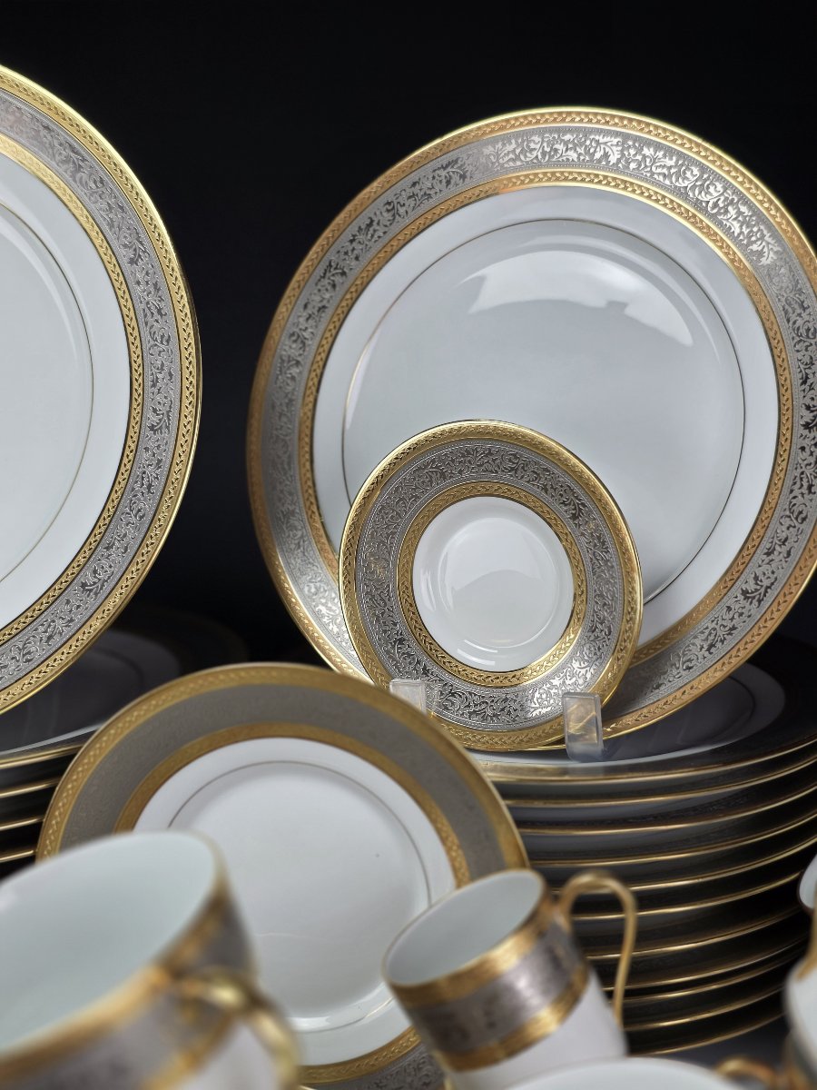 Raynaud Limoges pour Céralène – "Plaisance" – Service 65 Pièces Or & Platine-photo-2
