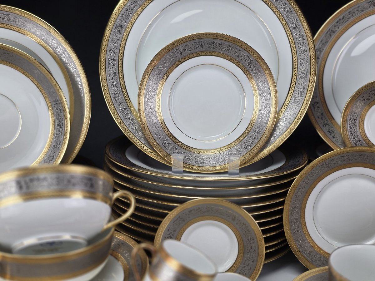 Raynaud Limoges pour Céralène – "Plaisance" – Service 65 Pièces Or & Platine-photo-2